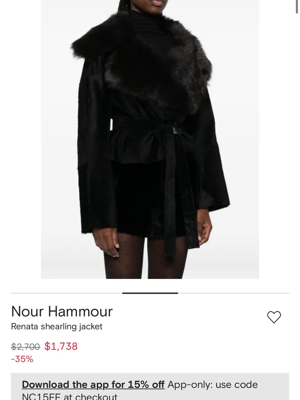Nour Hammour Renata Women's Dark Brown Black fur shearling Coat M